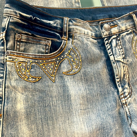 AZI Nordstrom Jeans Embellished Sparkle Bling Western Country Wide Leg sz 30 EUC - Picture 11 of 17